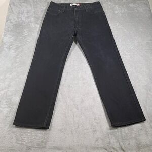 Levis 505 Jeans Mens Size 35x30 Black Straight Fit Classic Casual Y2K